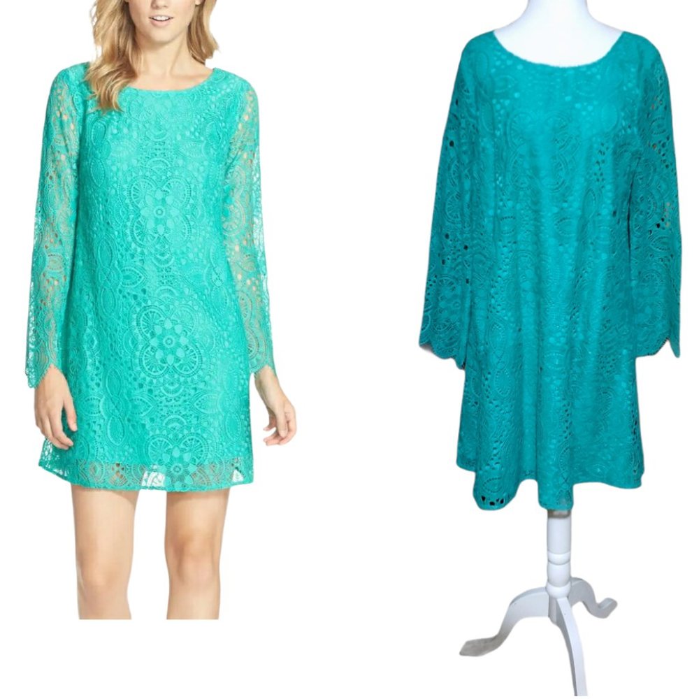 Teal Lace Mini Dress - Women Dresses Mini